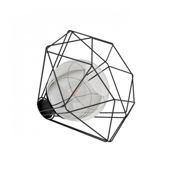 43484 Настольная лампа VERNHAM, 1х60W(E27), Ø325, H250, сталь, черный/ стекло с напыл, черный-прозра