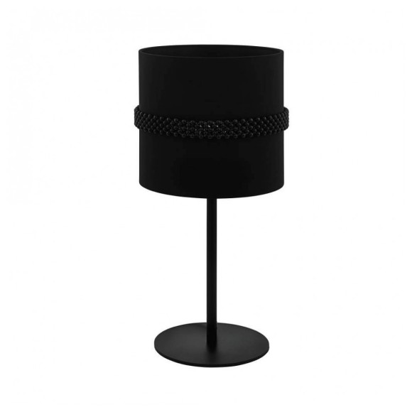 390035 Настольная лампа PARAGUAIO, 1x40W, E27, H455, Ø220, основание: Ø180, сталь, черный/текстиль, стекло, черный