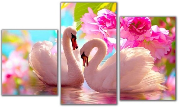 Мини модульная картина Лебеди в цветах Toplight 55х94см TL-MM1003