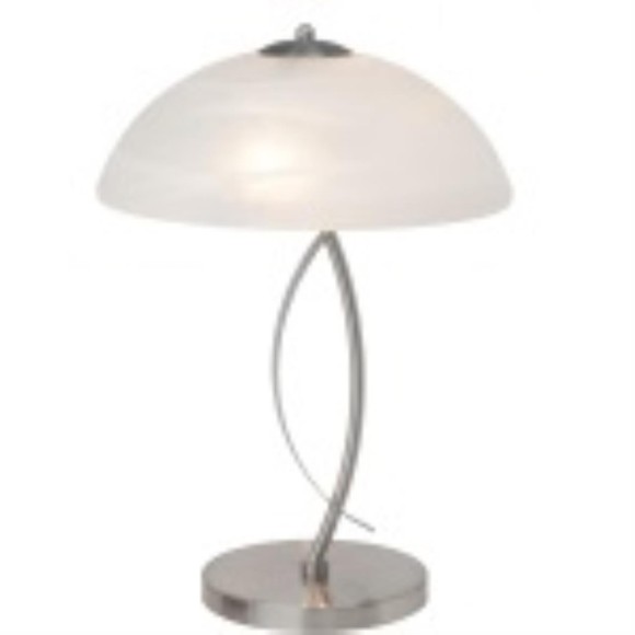 Лампа настольная "Boston", один плафон, 2х40W E14, метал/стекло, матовый хром