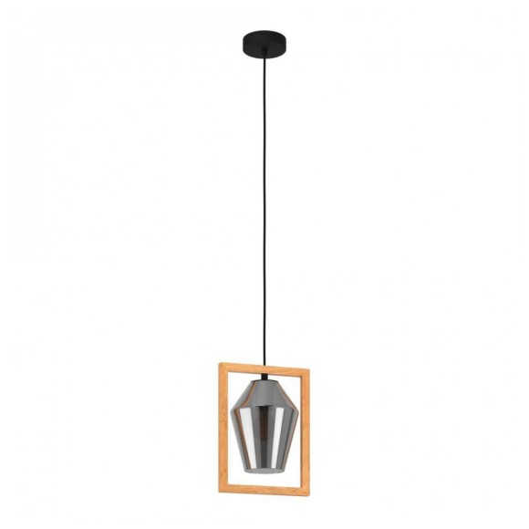 99701 Подвесной потолочный светильник (люстра) VIGLIONI, 1x40W, E27, L230, B165, H1100, сталь/дерево/стекло, черный/коричневый/серый