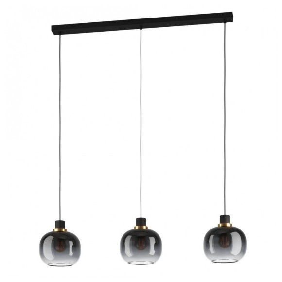 99617 Подвесной потолочный светильник (люстра) OILELL, 3x40W, E27, L950, B190, H1100, сталь/стекло, черный/латунь/серый градиент