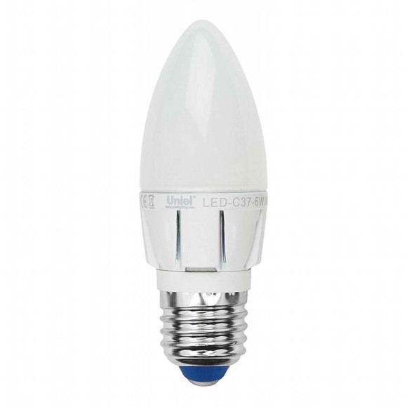 Лампа светодиодная диммируемая (08689) E27 6W 4500K свеча матовая LED-C37-6W/NW/E27/FR/DIM