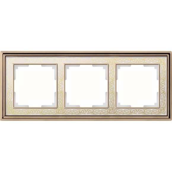 Рамка на 3 поста (золото/белый) Werkel WL77-Frame-03