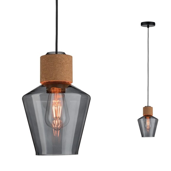 Подвесной светильник Paulmann Neordic Edla макс.20Вт Е27 230В Дымчатое стекло/Пробка/Черный 79740 Подвесной светильник Paulmann Neordic Edla макс.20Вт Е27 230В Дымчатое стекло/Пробка/Черный 79740