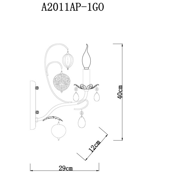 Бра Ricchezza a2011ap-1go Arte Lamp картинка 3 Бра Ricchezza a2011ap-1go Arte Lamp картинка 3