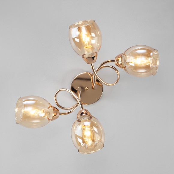 Потолочная люстра со стеклянными плафонами 30171/4 золото Потолочная люстра со стеклянными плафонами 30171/4 золото