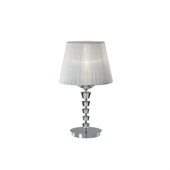 Настольная лампа Ideal Lux Pegaso TL1 макс.1x60Вт Е27 230В Хром/Белый Метал/Органза/Хрусталь 059259