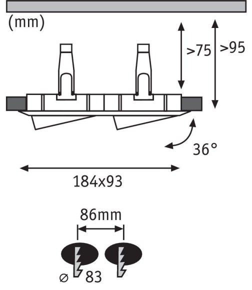 Встраиваемый светильник Paulmann Nova 2x7Вт GU10 2700К IP65 230В Белый матовый/Хром Алюминий 92901