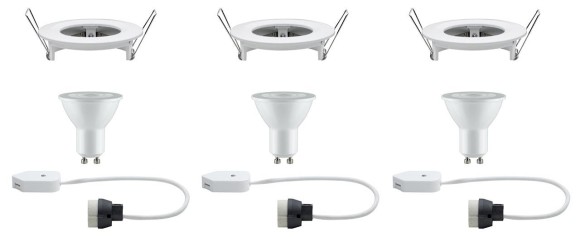 Светильник встраиваемый Paulmann Nova LED 5.5Вт 460Лм 2700К GU10 IP44 230В Белый Набор 3шт. 93653