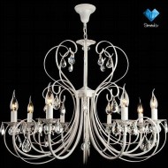 Люстра с хрусталем 3305/8 белый с золотом / прозрачный хрусталь Люстра с хрусталем 3305/8 белый с золотом / прозрачный хрусталь