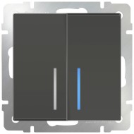 Выключатель двухклавишный с подсветкой (серо-коричневый) Werkel WL07-SW-2G-LED Выключатель двухклавишный с подсветкой (серо-коричневый) Werkel WL07-SW-2G-LED