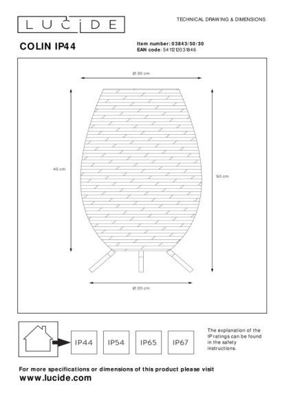 Уличный светильник LUCIDE 03843/50/30