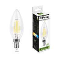 Лампа светодиодная филаментная Feron E14 5W 4000K Свеча Прозрачная LB-58 25573 Лампа светодиодная филаментная Feron E14 5W 4000K Свеча Прозрачная LB-58 25573