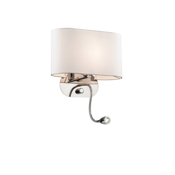 Настенный светильник Ideal Lux Sheraton AP2 макс.40Вт Е14+LED 1Вт 230В Белый/Хром Ткань Выкл. 074900