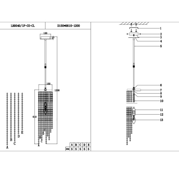 Люстра LH0040/1P-CO-CL MARKELLIN Lumien Hall Люстра LH0040/1P-CO-CL MARKELLIN Lumien Hall
