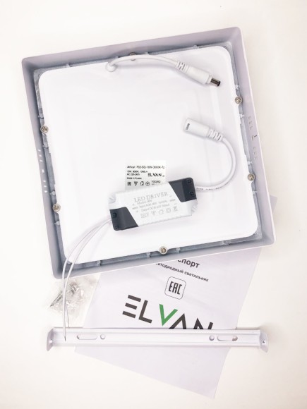 Светильник светодиодный,квадратный белый 702SQ-18W-6000-Wh ELVAN Светильник светодиодный,квадратный белый 702SQ-18W-6000-Wh ELVAN
