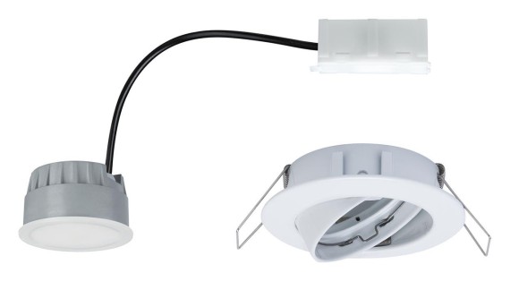 Светильник встраиваемый Paulmann Coin LED 6.8Вт 430Лм 2700К IP23 230В D83мм Белый Поворотный 93977