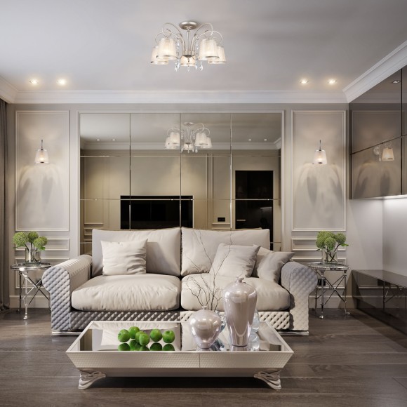 Потолочная люстра с абажурами 60065/5 серебро Потолочная люстра с абажурами 60065/5 серебро