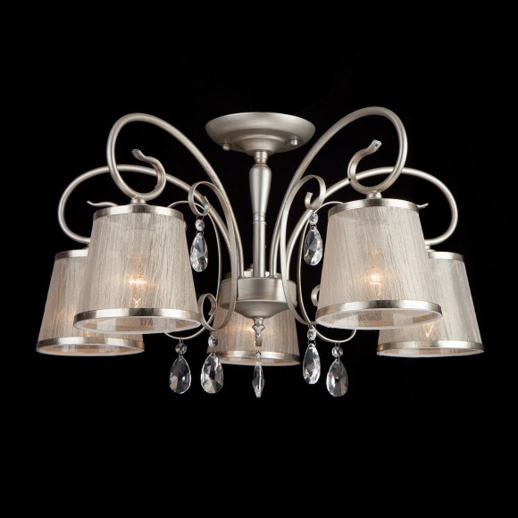 Потолочная люстра с абажурами 60065/5 серебро Потолочная люстра с абажурами 60065/5 серебро