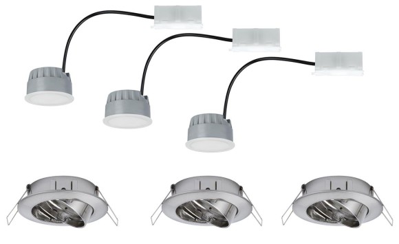 93980 EBL Set Coin LED rund schw 3x6,8W Eis-g