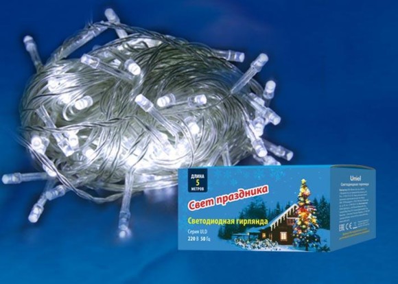 Светодиодная гирлянда (UL-00005259) Uniel 220V белый ULD-S0500-050/DTA White IP20