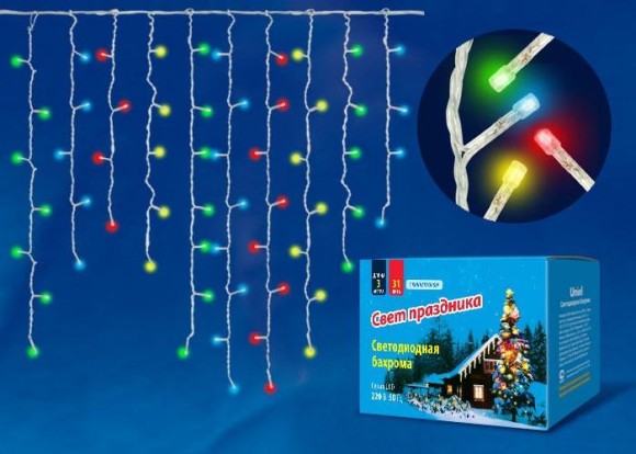 Светодиодная гирлянда (UL-00005273) Uniel бахрома 220V разноцветный ULD-B1805-048/DTA Multi IP20 Светодиодная гирлянда (UL-00005273) Uniel бахрома 220V разноцветный ULD-B1805-048/DTA Multi IP20