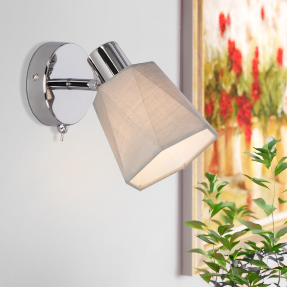 Настенный светильник с выключателем 20087/1 хром/серый