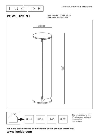 Уличный блок розеток LUCIDE 27849/02/29 Уличный блок розеток LUCIDE 27849/02/29