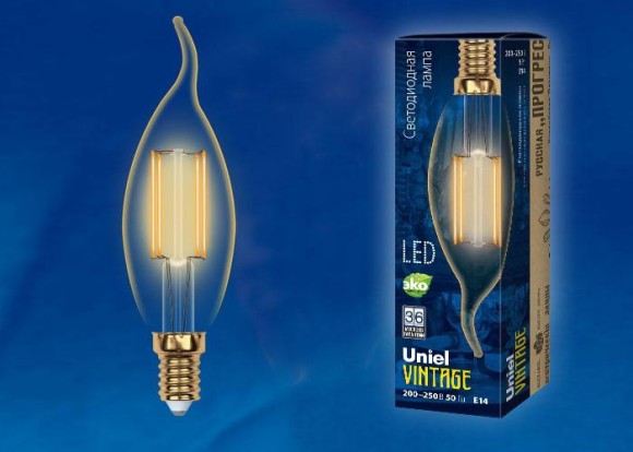 Лампа светодиодная (UL-00002397) E14 5W 2250K прозрачная LED-CW35-5W/GOLDEN/E14 GLV21GO Лампа светодиодная (UL-00002397) E14 5W 2250K прозрачная LED-CW35-5W/GOLDEN/E14 GLV21GO