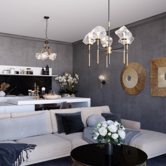 4789/1 LOFT ODL21 449 черный/золотой/прозрачный Подвес G9 1*40W STONO