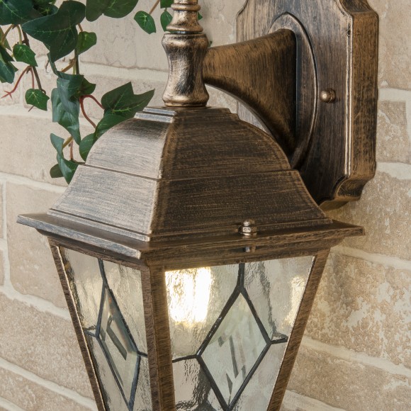 Уличный настенный светильник Vega D черное золото Elektrostandard