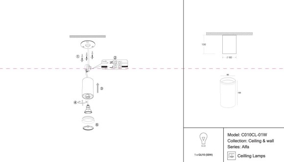 Потолочный светильник Maytoni Alfa C010CL-01W