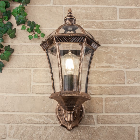 Уличный настенный светильник Capella черное золото Elektrostandard