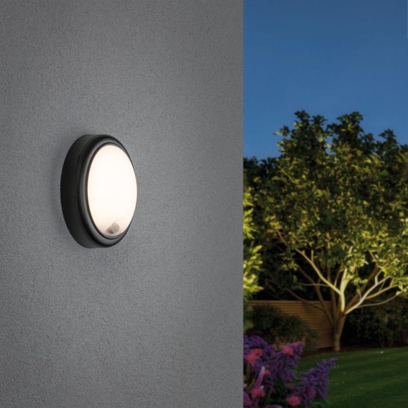 Светильник настенный уличный Paulmann 15Вт 1050лм 3000K IP44 230В Антрацит Пластик Датчик движ 94187 Светильник настенный уличный Paulmann 15Вт 1050лм 3000K IP44 230В Антрацит Пластик Датчик движ 94187