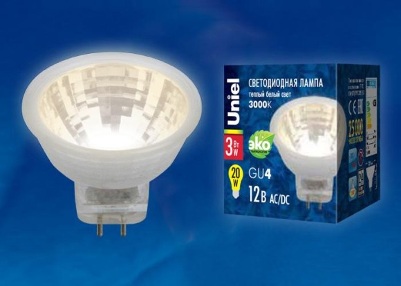 Лампа светодиодная (UL-00001700) GU4 3W 3000K прозрачная LED-MR11-3W/WW/GU4 GLZ21TR Лампа светодиодная (UL-00001700) GU4 3W 3000K прозрачная LED-MR11-3W/WW/GU4 GLZ21TR