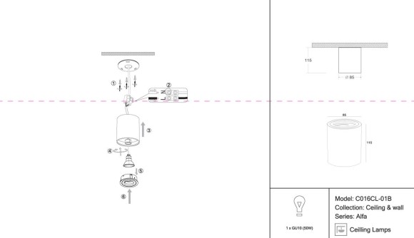Потолочный светильник Maytoni Alfa C016CL-01B