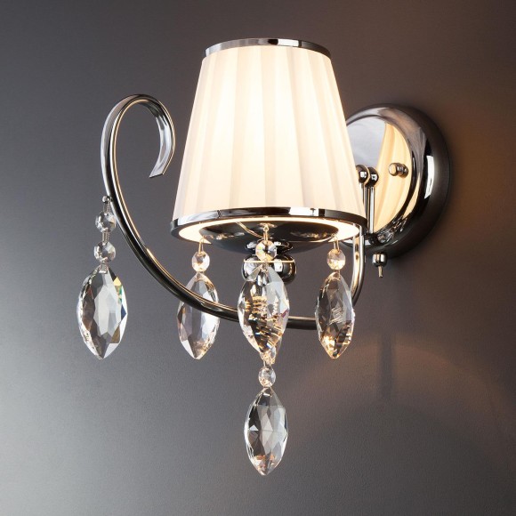 Бра с абажуром и хрусталем 10021/1 хром Бра с абажуром и хрусталем 10021/1 хром