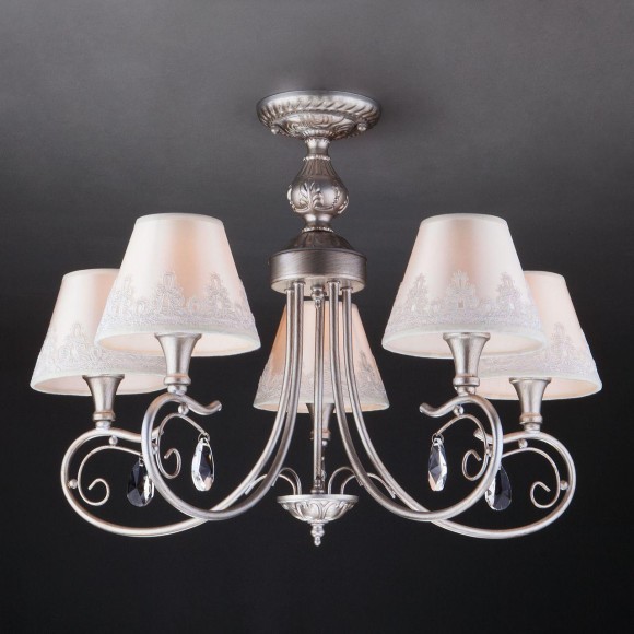 Классическая люстра с абажурами 60069/5 серебро Классическая люстра с абажурами 60069/5 серебро