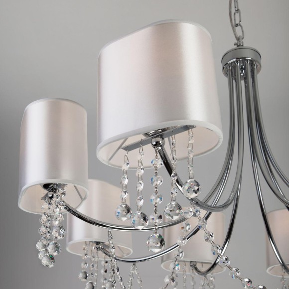 Подвесная люстра с хрусталем 10084/8 хром/прозрачный хрусталь Strotskis Подвесная люстра с хрусталем 10084/8 хром/прозрачный хрусталь Strotskis