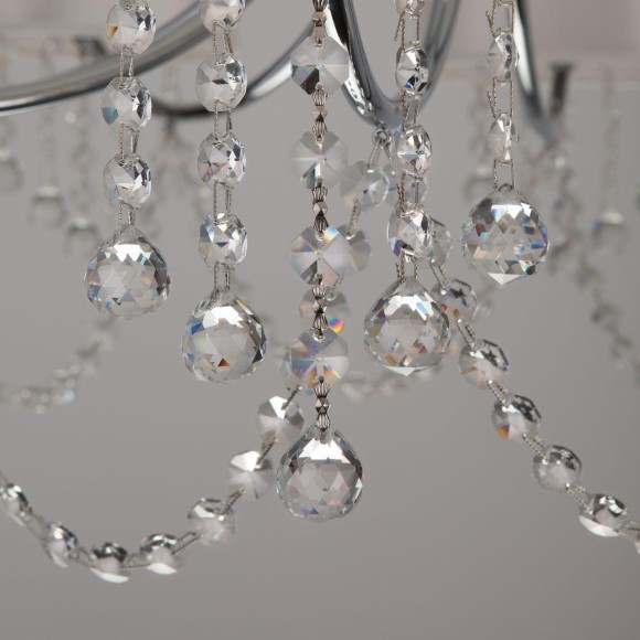 Подвесная люстра с хрусталем 10084/8 хром/прозрачный хрусталь Strotskis Подвесная люстра с хрусталем 10084/8 хром/прозрачный хрусталь Strotskis