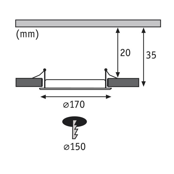 Панель встраиваемая Paulmann D170мм 12Вт 850лм 4000K IP44 LED 230В Хром матовый Пластик 92071