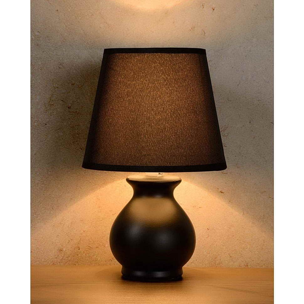 Lucide Mia Table Lamp Ceramic e14 l17 w17 h27cm Black