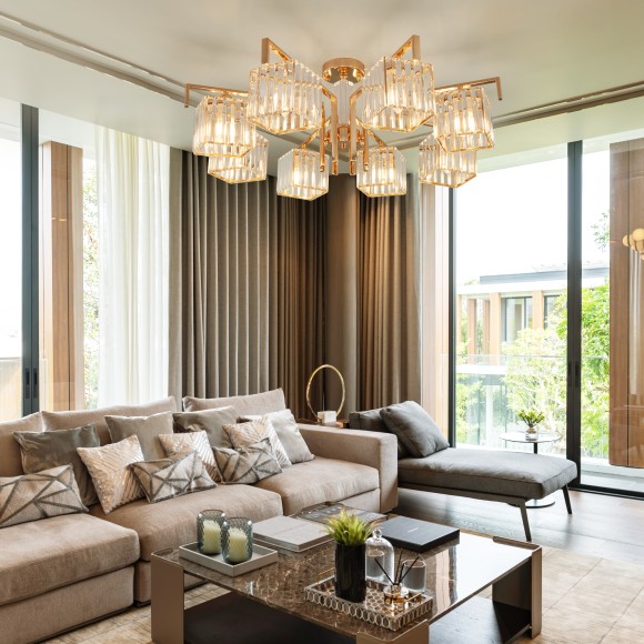 Потолочная люстра с хрусталем 10117/8 золото/прозрачный хрусталь Strotskis