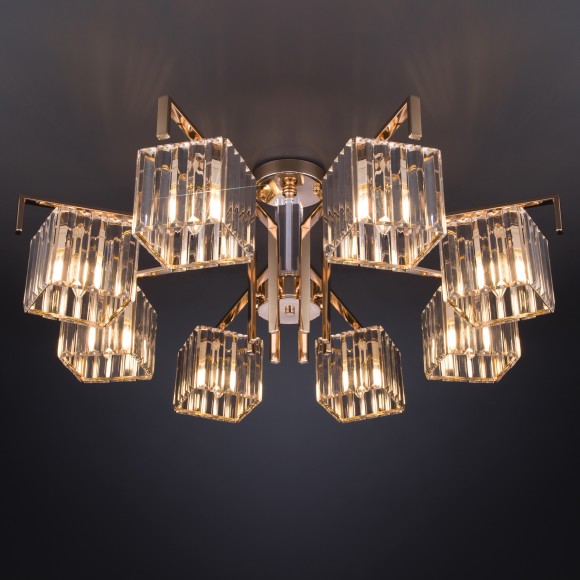 Потолочная люстра с хрусталем 10117/8 золото/прозрачный хрусталь Strotskis
