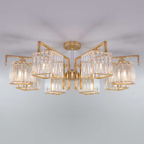 Потолочная люстра с хрусталем 10117/8 золото/прозрачный хрусталь Strotskis