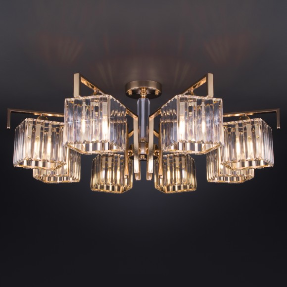Потолочная люстра с хрусталем 10117/8 золото/прозрачный хрусталь Strotskis