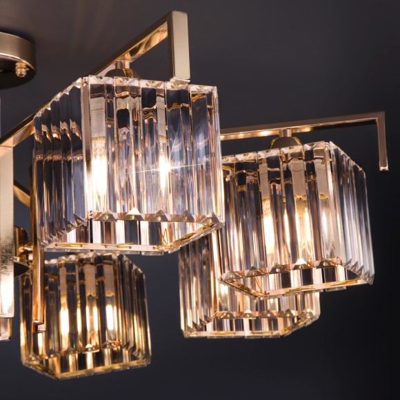 Потолочная люстра с хрусталем 10117/8 золото/прозрачный хрусталь Strotskis