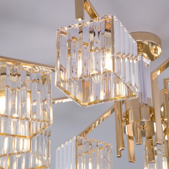 Потолочная люстра с хрусталем 10117/8 золото/прозрачный хрусталь Strotskis