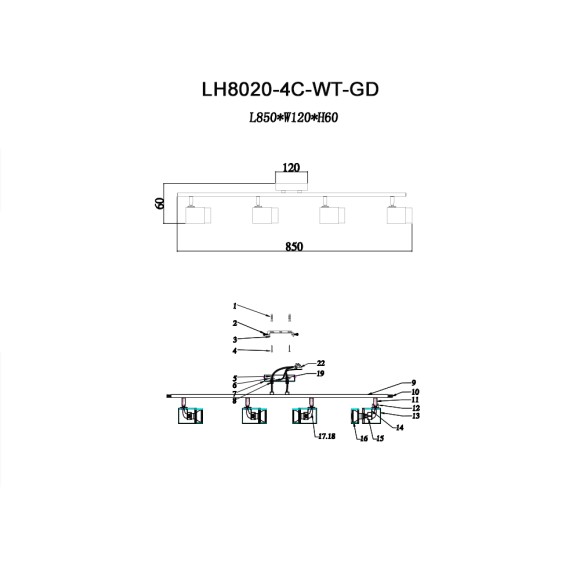 Люстра LH8020/4C-WT-GD SAURIS Lumien Hall Люстра LH8020/4C-WT-GD SAURIS Lumien Hall